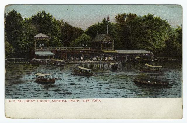 A photo of the Central Park Boathouse in the early 1900s